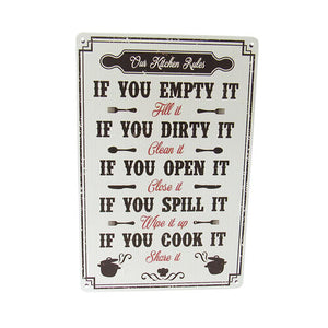 KITCHEN RULES RETRO TIN SIGN