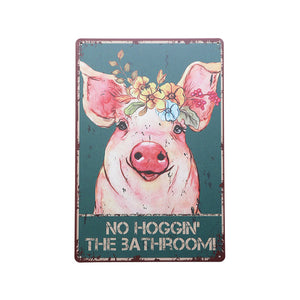 HOGGIN THE BATHROOM RETRO ART TIN SIGN