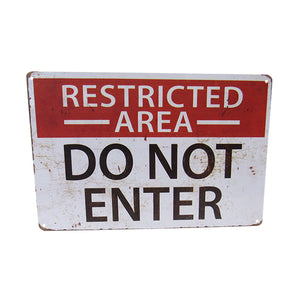 RESTRICTED AREA RETRO ART TIN SIGN