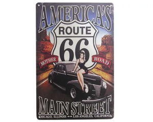 ROUTE 66 MOTHER ROAD RETRO ART TIN SIGN