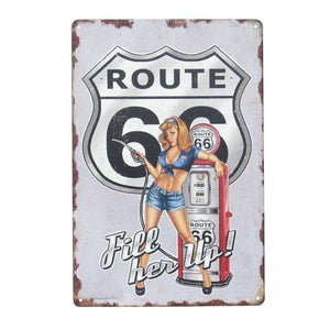 ROUTE 66 FILL ER UP RETRO ART TIN SIGN
