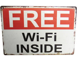 FREE WIFI RETRO ART TIN SIGN