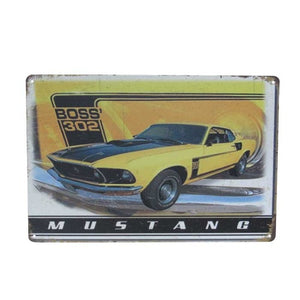YELLOW MUSTANG RETRO ART TIN SIGN