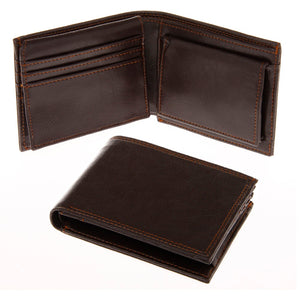 BROWN RFID BLOCKER FAUX LEATHER WALLET RADIO FREQUENCY IDENITY BLOCKER