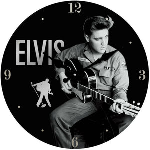 ELVIS GLASS CLOCK 30CM ARMY