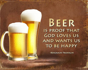 BEER SIGN GOD LOVES US 25X20CM