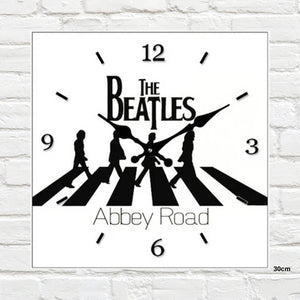 BEATLES ABBEY ROAD SQUARE CLOCK 30CM BLACK AND WHITE
