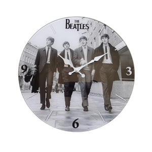 BEATLES WALKING WALL CLOCK BLACK AND WHITE 30CM