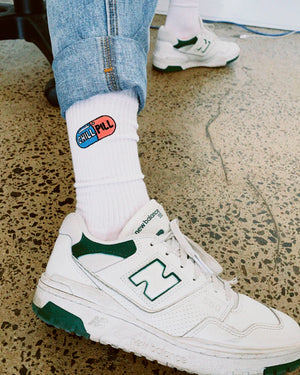 CHILL PILL SOCKS EMBROIDERED One size fits all 8-13