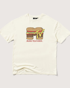 MTV BURGER LOGO RETRO NATURAL TEE