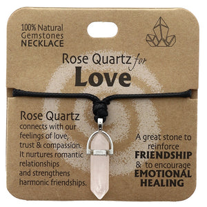 ROSE QUARTZ GEMSTONE NECKLACE - LOVE