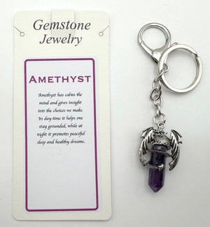 DRAGON WINGS AMETHYST GEMSTONE KEYCHAIN