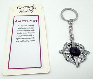 COMPASS AMETHYST KEYCHAIN