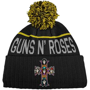 GUNS N ROSES CROSS BEANIE HAT BOBBLE