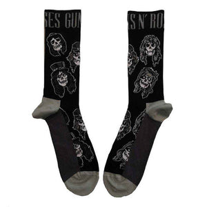 GUNS N ROSES SKULLS BAND MONOCHROME SOCKS (UK SIZE 7 - 11)
