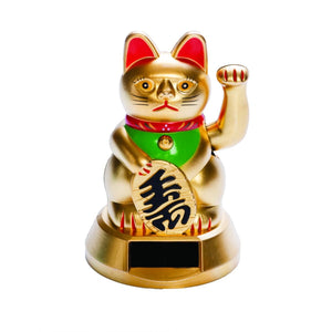 GOLDEN LUCKY CAT DASHBOARD SOLAR DANCER GOLD