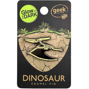 PTERANODON SKELETON ENAMEL BADGE PIN GLOWS IN DARK