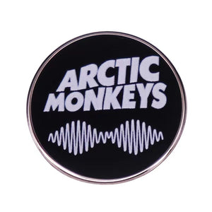 ARCTIC MONKEYS LOGO ENAMEL CIRCLE BADGE PIN BLACK