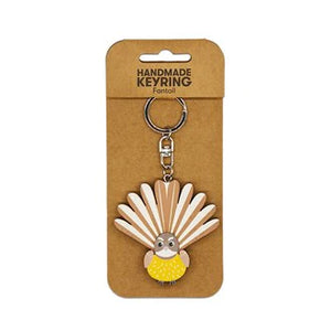 PIWAKAWAKA FANTAIL BIRD WOODEN KEYRING