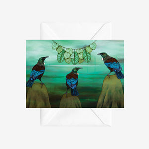 TUI AND KAWAKAWA GREETING CARD - NZ ARTIST