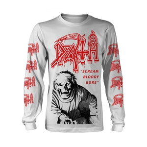 DEATH WHITE SCREAM BLOODY GORE LONGSLEEVE TEE