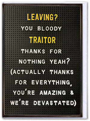LEAVING GIANT SIGNING CARD - TRAITOR A3 GATEFOLD