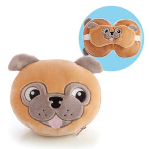 PUG TRAVEL MASK AND NECK PILLOW SMOOSHO PLUSHIE