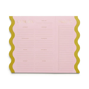 MEAL PLANNER MAGNETIC PAD SHOPPING LIST FOR FRIDGE - PINK AND CHARTREUSE