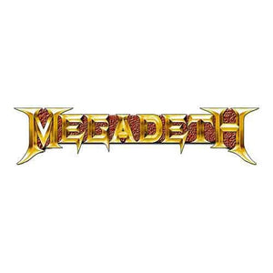 MEGADETH PIN BADGE: GOLD LOGO