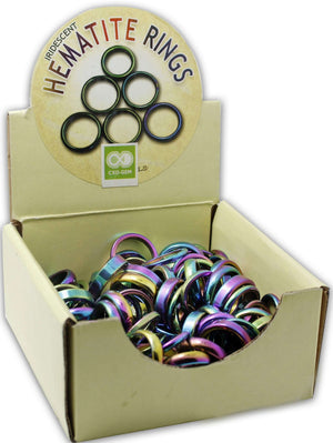 IRIDESCENT HEMATITE RING MIXED SIZES ASSORTED (SINGLE)
