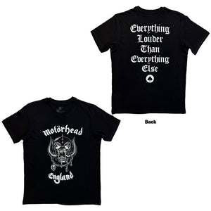 MOTORHEAD ENGLAND EVERYTHING LOUDER BACK PRINT TEE