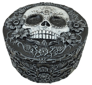 SKULLS AND FLOWERS TRINKET BOX