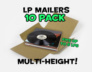 LP MAILING BOX 10 PACK CORRUGATED MULTI-HEIGHT RECORD MAILER 12" VINYL    **