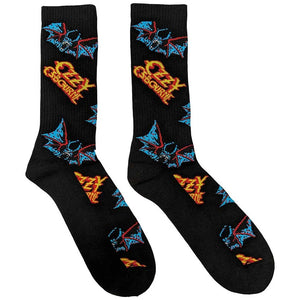 OZZY OSBOURNE SOCKS: LOGOS & BATS (BLACK) (UK SIZE 7-11)