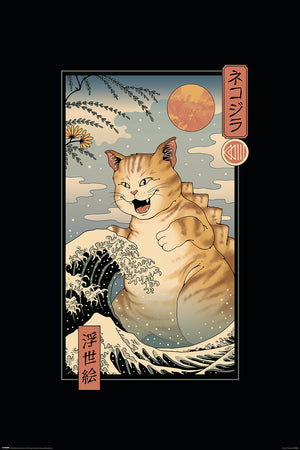 CATZILLA UKIYOE POSTER VINCENT TRINIDAD GREAT WAVE 404