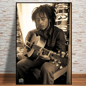 BOB MARLEY GUITAR POSTER SEPIA 713