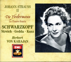 STRAUSS JOHANN | DIE FLEDERMAUS - SCHWARZKOPF GEDDA STREICH KUNZ PO LONDON KARAJAN - 2 LP