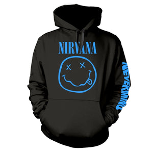 NIRVANA SMILEY NEVERMIND BLUE BLACK HOODIE SWEATSHIRT