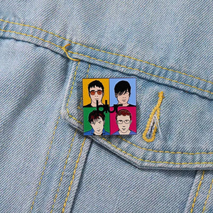 BLUR 4 PANELS ENAMEL BADGE SQUARE ALBUM COVER