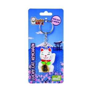 LUCKY CAT WHITE KEYRING KEYCHAIN
