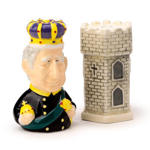 KING CHARLES III SALT AND PEPPER SET CERAMIC