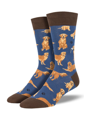 GOLDEN RETRIEVERS SOCKS MENS BLUE