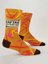 CAPTAIN DISTRACTION CREW SOCKS MENS size 7-12