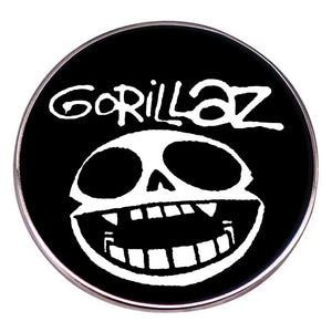 GORILLAZ ENAMEL BADGE PIN BLACK AND WHITE CIRCLE