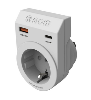 UNIVERSAL TRAVEL POWER ADAPTOR INBOUND NZ/AU RAPID USB AND C TYPE