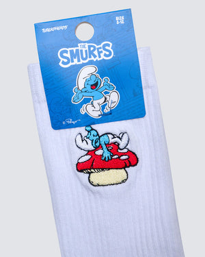 SMURFS MUSHROOM NAP SOCKS EMBROIDERED One size fits all 8-13