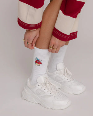 SMURFS MUSHROOM NAP SOCKS EMBROIDERED One size fits all 8-13