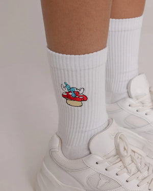 SMURFS MUSHROOM NAP SOCKS EMBROIDERED One size fits all 8-13