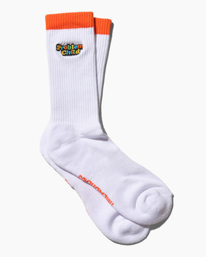 PROBLEM CHILD SOCKS EMBROIDERED One size fits all 8-13