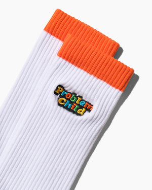 PROBLEM CHILD SOCKS EMBROIDERED One size fits all 8-13